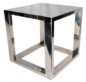 Silver Cube Shaped Stool 40cm