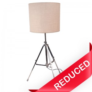 Aluminium Tripod Bulb Socket with Linen Lamp Shade - 102cm
