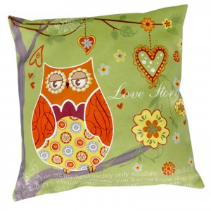 Cushion Cover Only - Owl (Green)