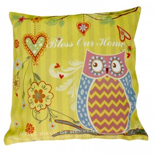 Cushion Cover Only - Owl (Yellow)