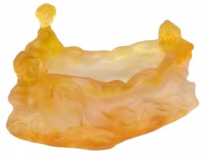 Crystal Glass Amber 3 Ladies Bowl 24.4cm