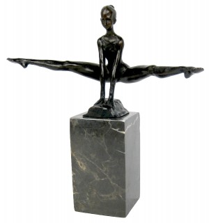 Gymnast Foundry Cast Bronze Sculpture On Marble Base 26cm