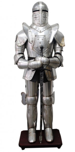 Silver Medieval Suit of Armour With Sword 178cm