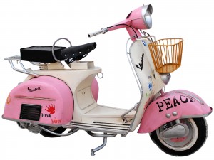 Vintage White and Pink Scooter Motorcycle Decoration - 160cm