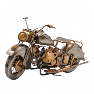 34cm Bare Metal Motorbike With Copper Highlights