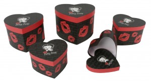Set Of 5 Betty Boop Heart Boxes 19cm