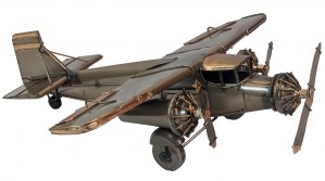 Vintage 3 Engine Plane - Polished Metal - 33cm