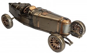 Boat Tail Vintage Sports Car - Polished Metal - 32.5cm