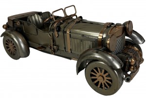 Vintage Brooklands Blower Racing Car - Polished Metal - 32cm
