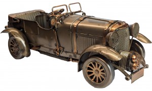 Vintage Brooklands Blower Racing Car - Polished Metal - 32cm