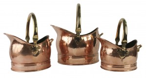 Solid Copper Set 3 Scuttles 45cm