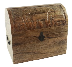 40.5cm Mango Wood Elephant Design Wine Box (Holds 6)