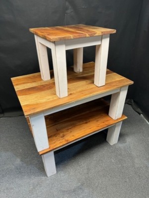 JOB LOT of 3 Acacia Lisbon Country Coffee Tables White  