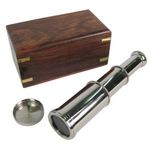 Mini Telescope In Box Sheesham Wood - 12cm