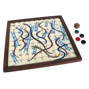 Snakes & Ladders Game - Sheesham Wood - 25.8cm