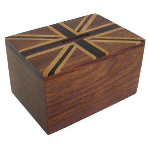 Union Jack Money Box Sheesham Wood - 12.8cm