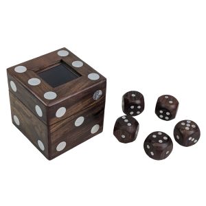 Dice Box with 5 Dice Sheesham Wood - 8cm