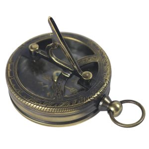 Pocket Sundial & Compass in Brass - 8.2cm