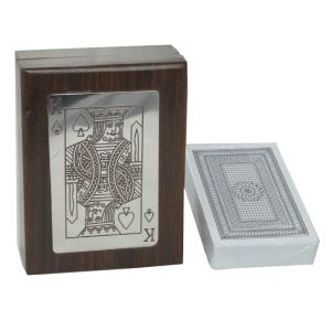 Single Cards Box (King) - Sheesham Wood / Nickel Plated - 11cm 