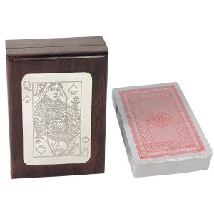 Single Cards Box - Queen - Sheesham Wood - Nickel Plated - 11cm 