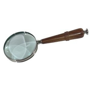 Nickel Magnifying Glass With Sheesham Handle 25cm - 10cm Dia.