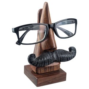 Nose With Mustache Eye Glasses Holder/Stand - Sheesham Wood 16cm
