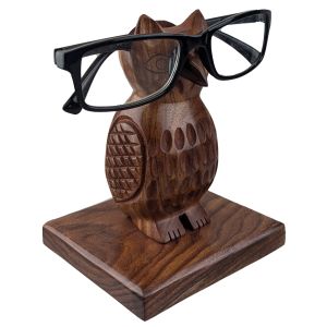 Owl Eye Glasses Holder/Stand - Sheesham Wood 14.5cm