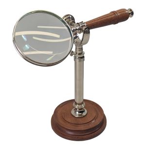 Nickel Magnifying Glass on Sheesham Wood Stand 23.5cm