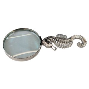 Magnifying Glass Seahorse Nickel Finish - 18cm