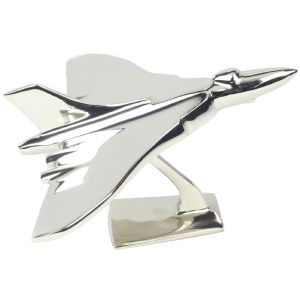 Nickel Plated Aluminium Small Vulcan Plane on Metal Stand - 21cm