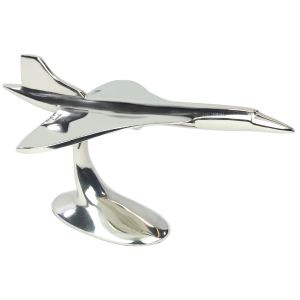 Nickel Plated Aluminium Concorde Plane on Metal Stand - 30cm 