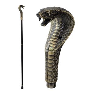 Antique Brass Cobra Swagger Cane / Walking Stick - 93cm
