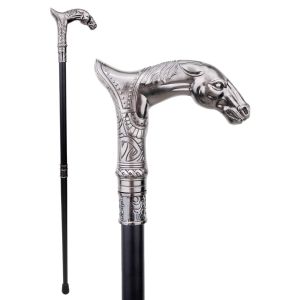 Silver Horse Swagger Cane / Walking Stick 92cm