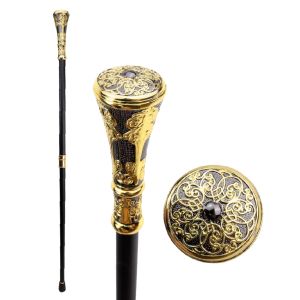 Goldand Black Flower Swagger Cane / Walking Stick - 90cm