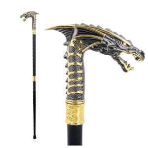 Gold and Black Dragon Swagger Cane / Walking Stick 94cm