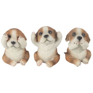 Set Of 3 Jack Russell Dogs - Hear Speak, & See No Evil - 8cm