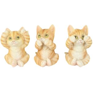 Set Of 3 Cats - Hear Speak, & See No Evil - 9.cm
