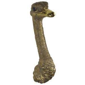 Gold Ostrich Head Wall Art Faux Taxidermy - 72cm