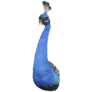 Male Peacock Head Wall Art Faux Taxidermy - 68cm
