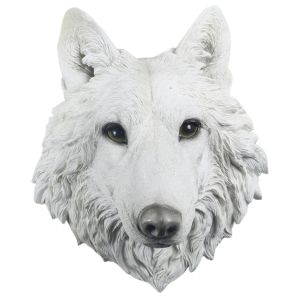 White Wolf Head Wall Art Faux Taxidermy - 46.5cm