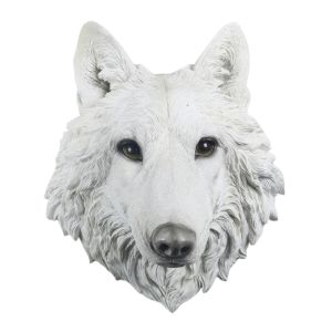White Wolf Head Wall Art Faux Taxidermy - 34.5cm