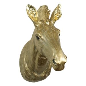 Gold Zebra Head Wall Art Faux Taxidermy - 46cm