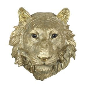 Gold Tiger Head Wall Art Faux Taxidermy - 37.5cm