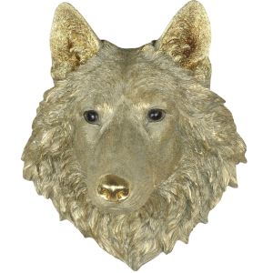 Gold Wolf Head Wall Art Faux Taxidermy - 46.5cm