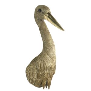 Gold Stork Head Wall Art Faux Taxidermy - 56cm