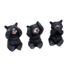 Set of 3 No Evil Black Bears - 8.5cm