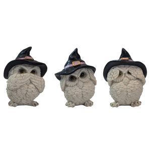 Set of 3 No Evil Owls Sets - 9cm