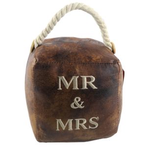 16cm Faux Leather Mr and Mrs Doorstop (Case Price for Case Qty Only)
