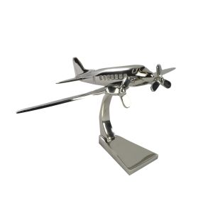 Dakota Plane Model Medium Nickel Plated Aluminium - 20.3cm