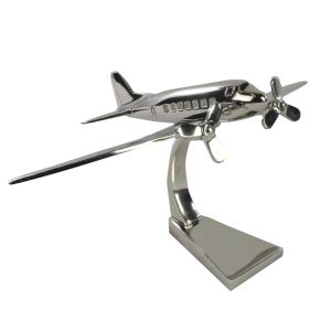 Nickel Plated Aluminium Large Dakota Model Plane - 30cm